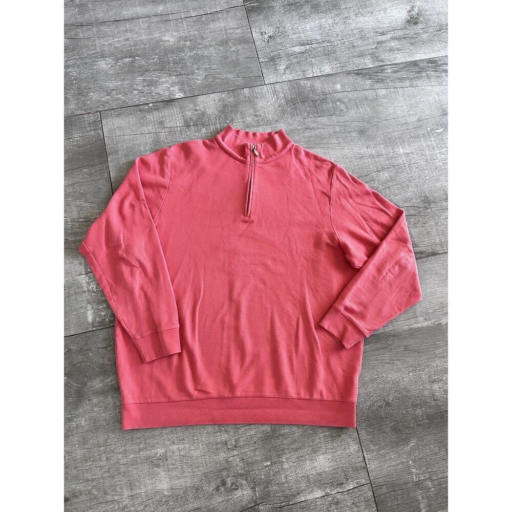 Peter Millar Orange Long Sleeve 1/4 Zip Pullover Sweatshirt Men's Size XL